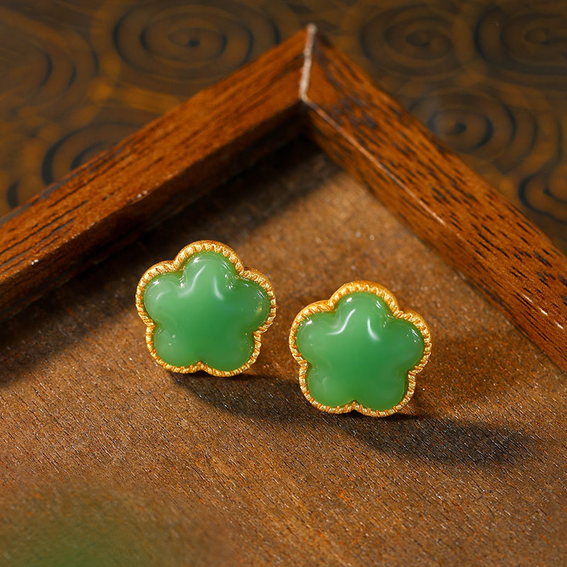 Cocktail Shaker Set - Anting Semanggi Giok Hijau Alami Hadiah