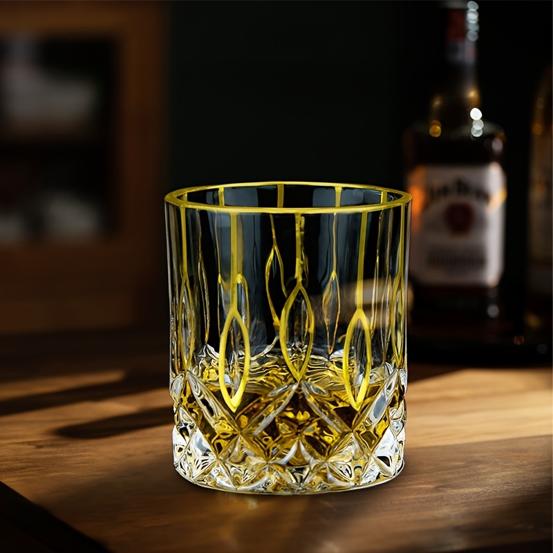 Whisky Beer And Wine - Gelas wiski garis emas kacamata wiski